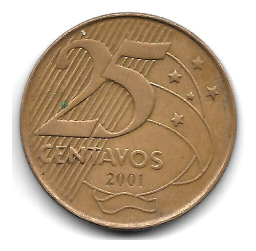 Brasil Moneda De 25 Centavos Año 2001 Km 650 - M. Bueno+