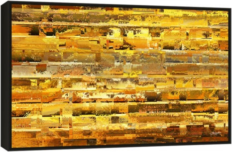 Quadro Abstrato Tela C/ Moldura - Construção Em Ouro Velho
