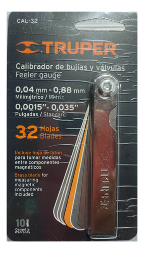  Calibrador De Válvulas Y Bujia 32 Hojas Sae/mm 14397 Truper