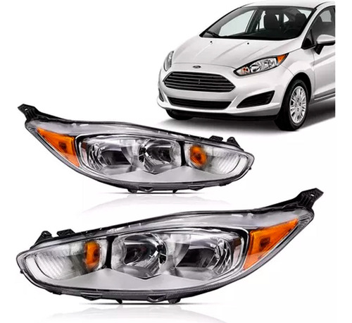 Par Farol New Fiesta Maxicano 13 14 2015 16 17 Cromado Ambar