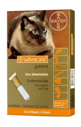 Antipulgas Advocate Gatos Até 4kg Trata Sarna