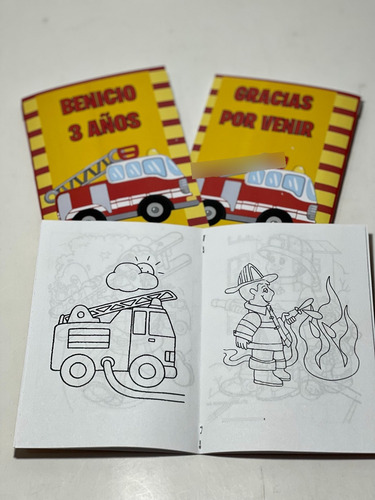 Librito Para Colorear Personalizado X 10 Camión De Bombero