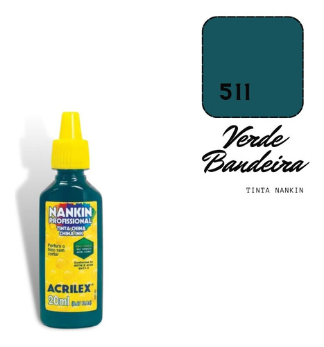 Tinta Nankin Profissional Acrilex 20ml Verde Bandeira