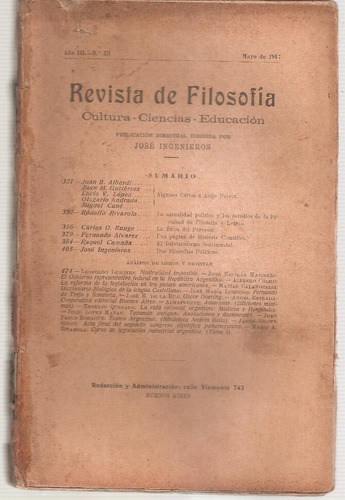 Revista De Filosofia Jose Ingenieros Mayo 1917