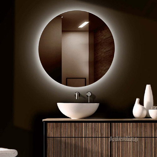 Imagen 3 de 10 de Lampara Luz Led Pared Espejo 4 Mm Baño 60 Cm Redondo Moderno