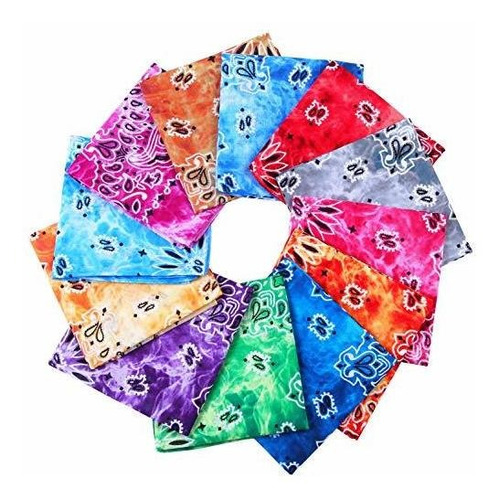 Uratot 6 Colores Algodón Tie Dye Bandanas Classic Paisley Ba