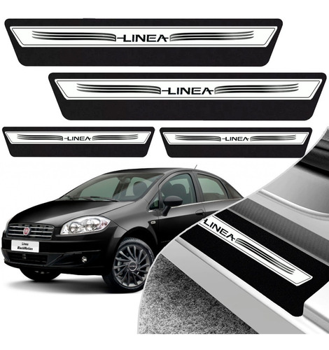 Kit 8 Peças Soleira Adesivo Porta Fiat Linea 2009 2010 2011