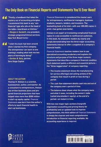 Financial Statements : A Step-by-step Guide To Understanding And Creating Financial Reports, De Thomas Ittelson. Editorial Career Press, Tapa Blanda En Inglés