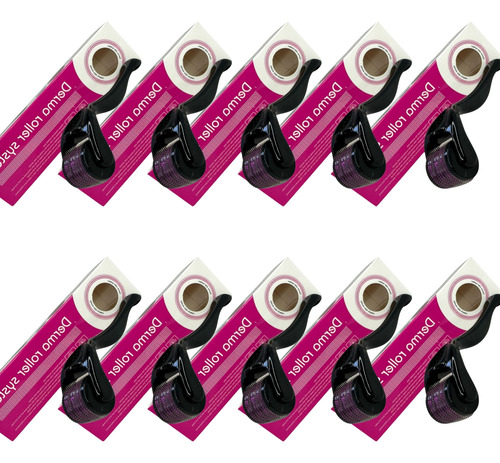 Kit 10 Derma Roller Dermaroller 540 Agulhas Anti Rugas 0.5mm