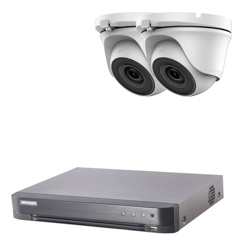 Imagen 1 de 10 de Kit 2 Camaras Seguridad Hikvision Dvr Full Hd 2mp Exterior