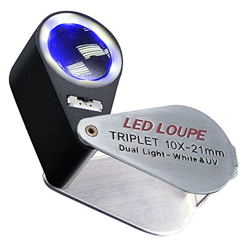 Mini Lupa Joyas Plegable Luz Led 10x 21mm