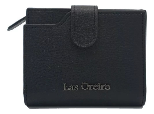 Billetera Dama Fichero Las Oreiro Cuero Ecológico Diseño Elegante Color Negro 21260