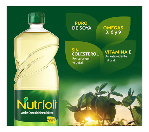 Nutrioli Aceite Comestible Puro De Soya 3pzas De 946ml