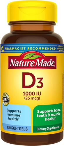 Vitamina D3 1000 Iu Nature Made 100 Softgel