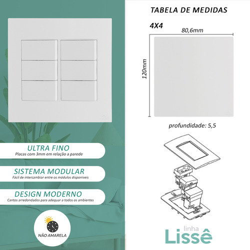 Modulo Tomada 20a Vermelha Linha LissĂȘ Apoio - C&s
