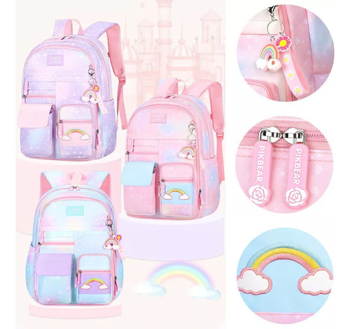 Mochila Escolar Rainbow Para Niños De Primaria