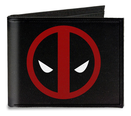 Portafolio Marvel Logo Deadpool Negro Lona Y Hebilla