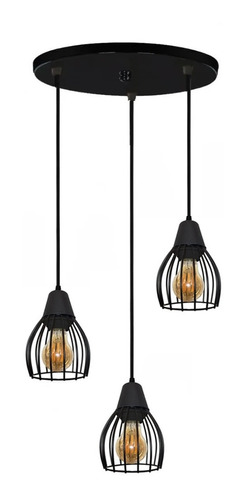 Colgante Jaula 3 Luces Redondo Deco Moderna Small Vintage 