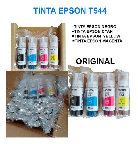 Imagen 5 de 6 de Kit De 4 Tinta Epson T544 Original Negro Y Colores