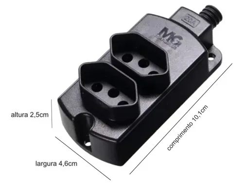 Tomada Barra Dupla 2p+t 20a Tmu2-320 Preto - Margirius | Frete grátis