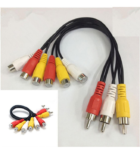 1 Piece Rca Cabo De Vídeo 3 Rca Para 6 Rca Fêmea