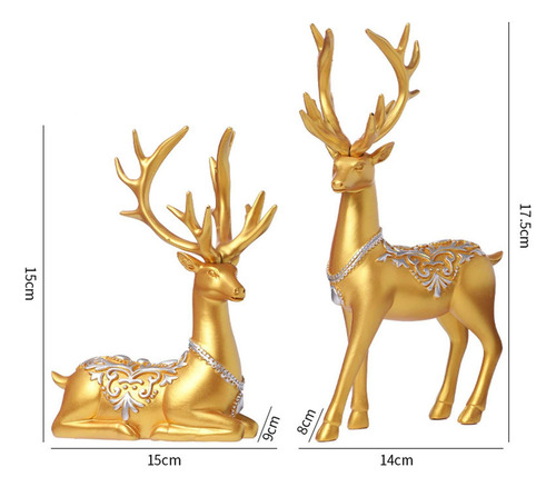 2x Colección De Figuras De Alce Adornos De Escritorio Para