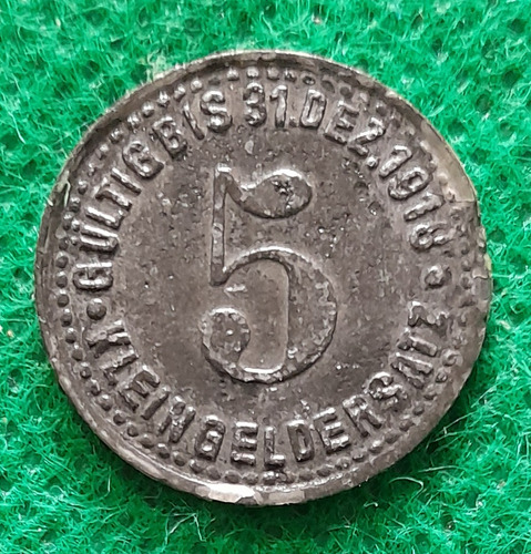 Moneda Alemania Notgeld 5 Pfennig 1918 Mettmann Vf