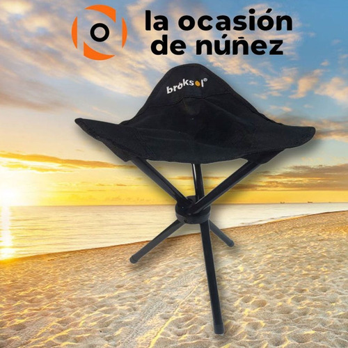 Banquito Plegable 3 Patas 100kg Playa Camping Broksol +bolso