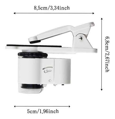 Microscopio De Bolsillo Con Luz Led Y Clip Para Teléfono
