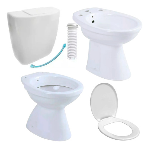 Inodoro Bidet Roca Italiana + Mochila Tecla Pvc + Tapa Inodo