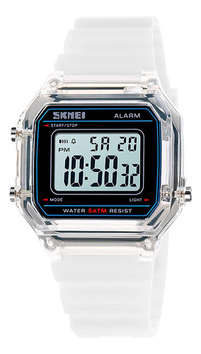 Reloj Unisex Skmei 1698 Sumergible Digital Alarma Cronometro Color De La Malla Blanco Color Del Fondo Blanco