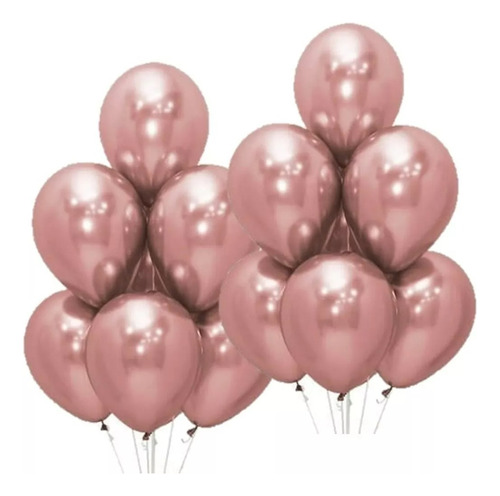 50 Globos Latex Cromado Chrome 10 Pulgadas Fiesta Decoración Color Rosa Gold