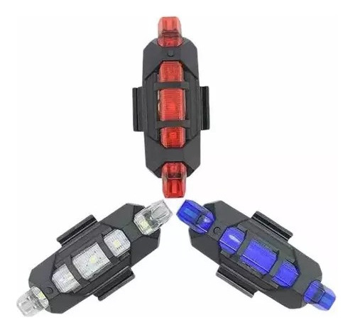 Pack 3 Luces Led Roja Azul Y Blanca Recargables Bicicleta