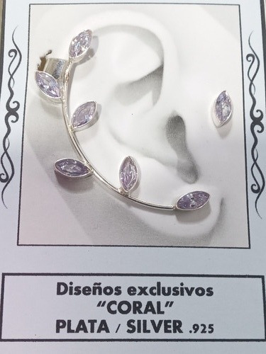 Arete Rama Con Zirconia Tipo Trepador De Rama En Fina Plata