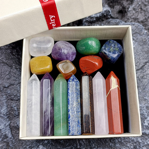 Pilares Hexagonales De Siete Chakras Con Forma De Prisma De