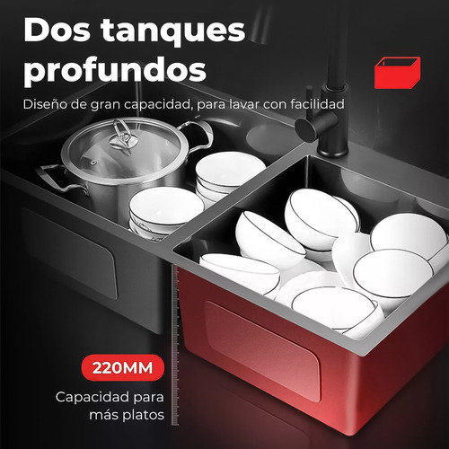 Fregadero De Acero Inoxidable Con Doble Ranura Kit 80×45 Cm