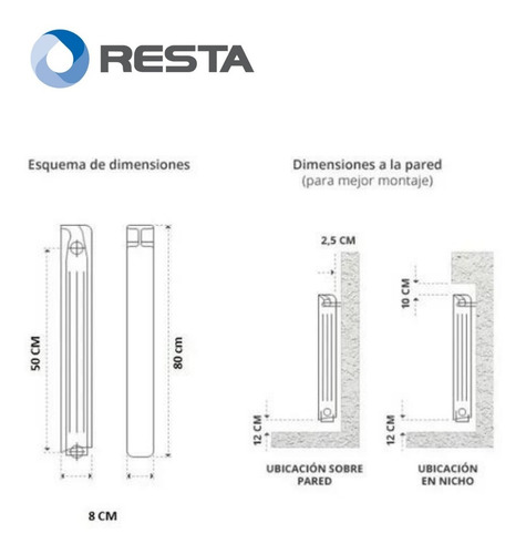 Imagen 5 de 7 de Radiador Peisa T500/80 8 Elementos + Kit Instalación
