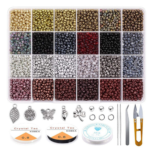 Kit De 12 000 Perlas De Vidrio Con Semillas De 3 Mm, Pequeña