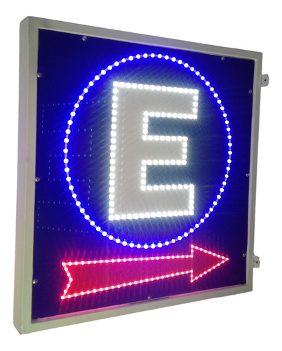 Cartel Led Estacionamiento Con Flecha Doble Faz 70 X 60 Cm