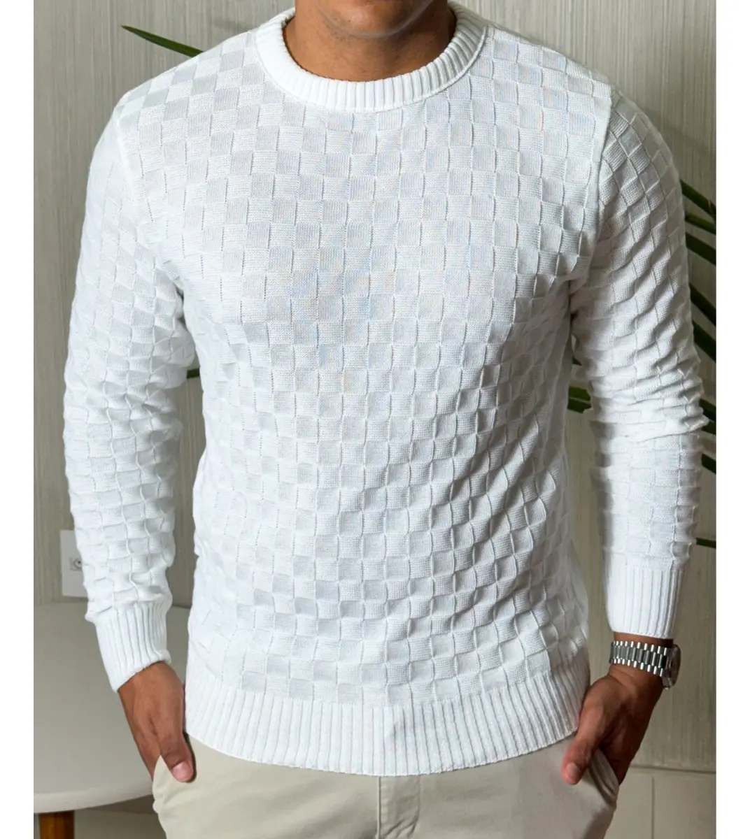 Suéter Lã Tricot Xadrez