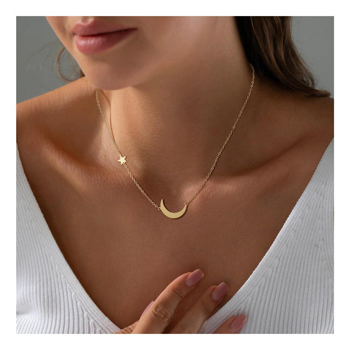 Ascomy Dainty Gold Moon De 14 Quilates Y Colgantes De Estrel