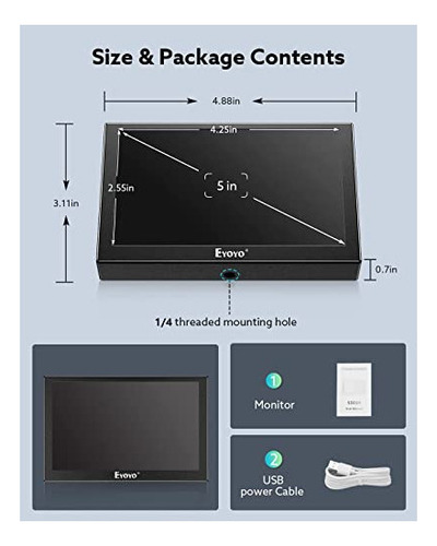 Monitores De Video Eyoyo Monitor De 5 Pulgadas, Pantalla Lcd