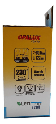 Foco Led 12w Luz Fría Opalux 1050lm 6500k 25000 Horas E27