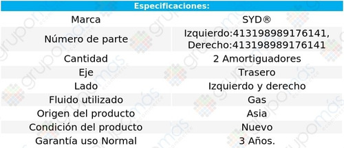 2 Amortiguadores Gas Traseros Syd Rogue 2008 A 2014