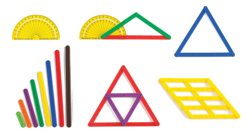 Set De Construcción Geométrica 80 Palos 24 Tarjetas 2 Transp