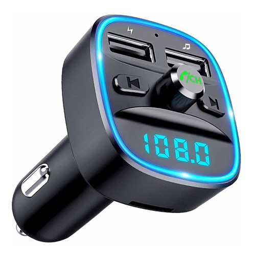 Comsoon - Transmisor Fm Bluetooth Para Auto, Adaptador Blue.