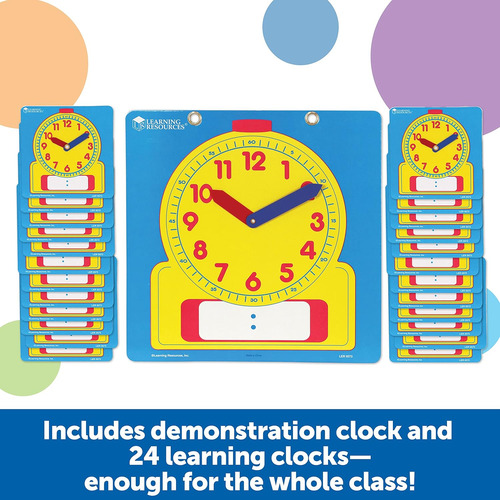 Learning Resources Write & Wipe Clocks Classroom Set - 25...