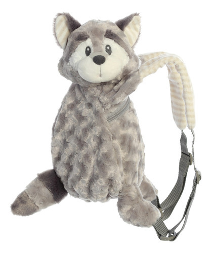 Mochila De Peluche Mapache Piggyback Pals Aurora Suave Niños Color Gris