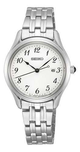 Reloj Seiko Mujer Calendario Cristal Zafiro Sur643 P1 Color de la malla Plateado Color del bisel Plateado Color del fondo Plateado