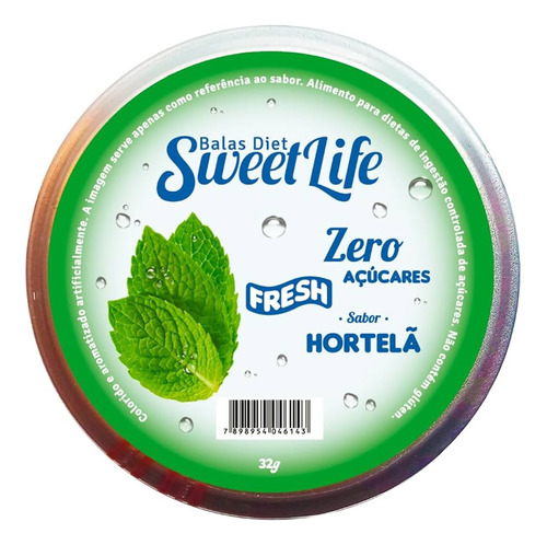 Bala Diet Hortelã Sweet Life 32g (display Com 6 Latas) Kit